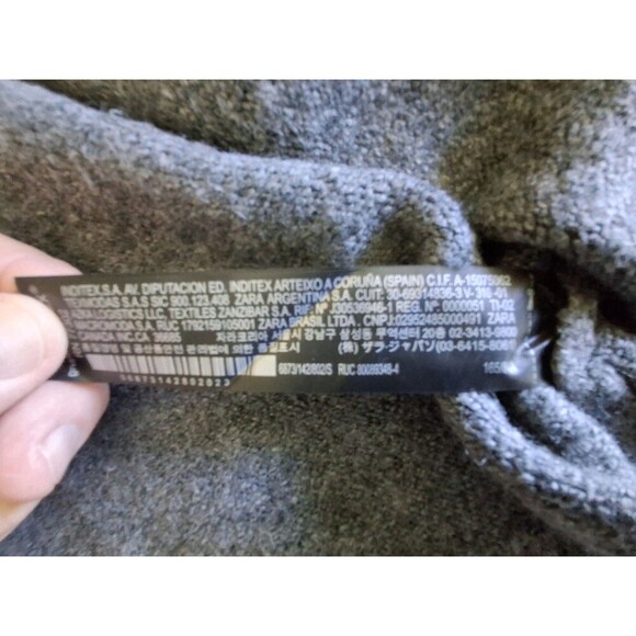 Zara women's sweater, V neck, Gray, Small, with Brass trim, neck & Cuffs - Picture 4 of 13